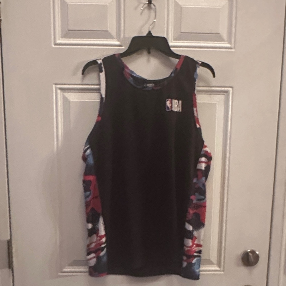 NBA Black Tank Top with Red and Blue Trim